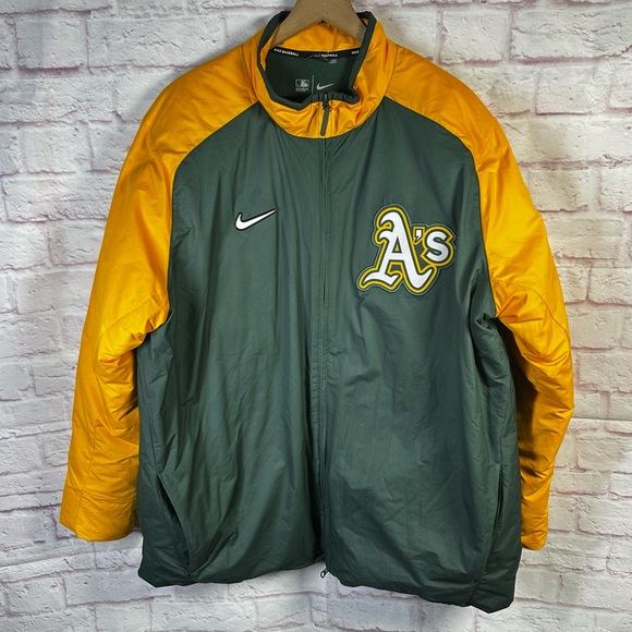 Oakland Athletics Nike Authentic Collection Dugout Full-Zip Jacket Green Yellow